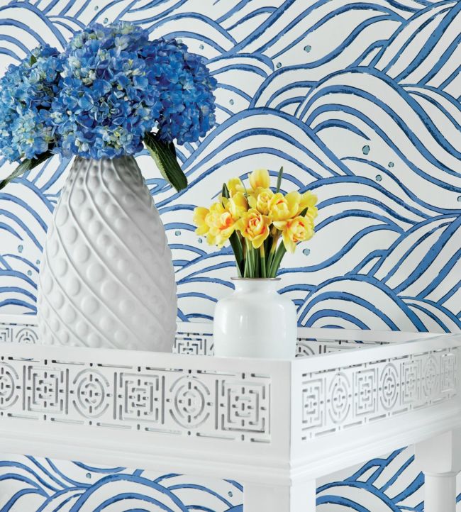 Waves Wallpaper - Blue - AT9873 - Anna French