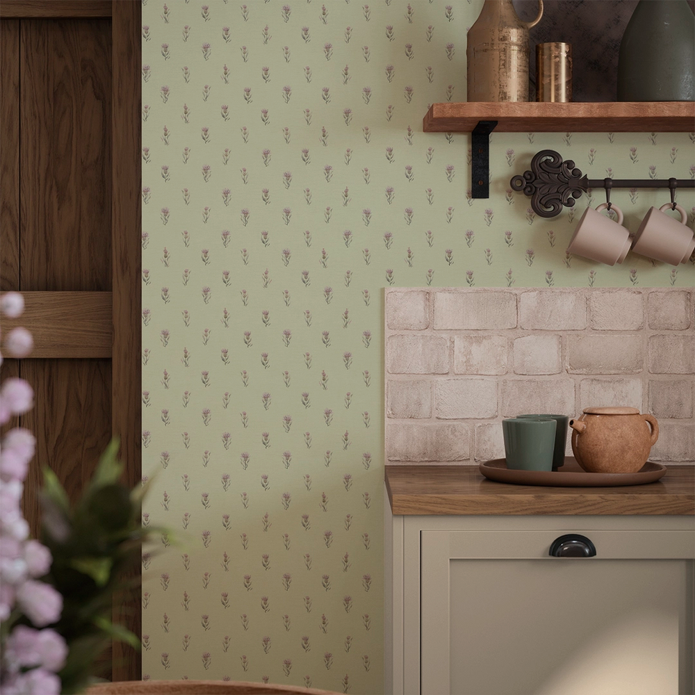 Wee Thistle Wallpaper - Slow Cooked Sage - Lucie Annabel