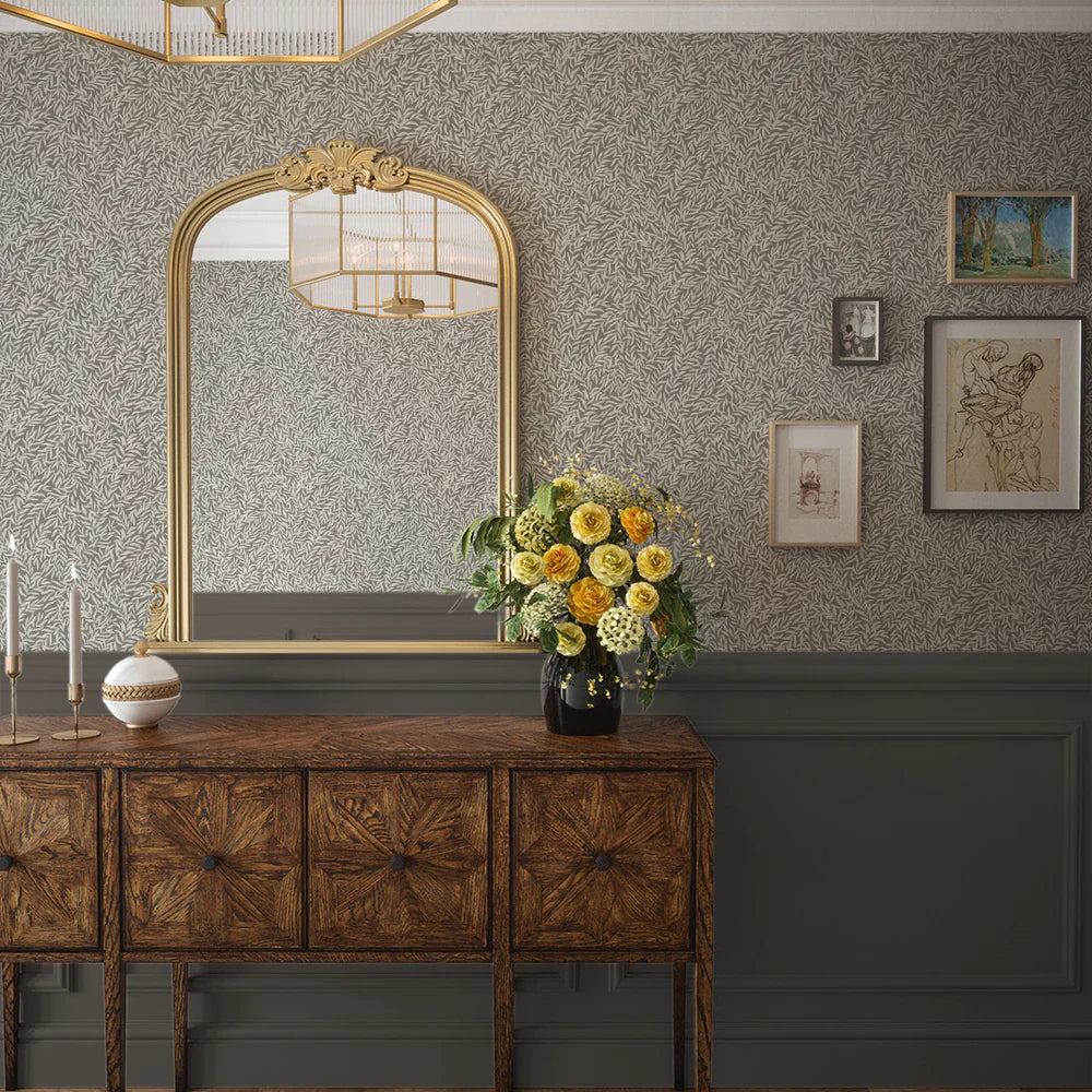 Whimsical Willow Wallpaper - Linen on Earl Grey - Lucie Annabel