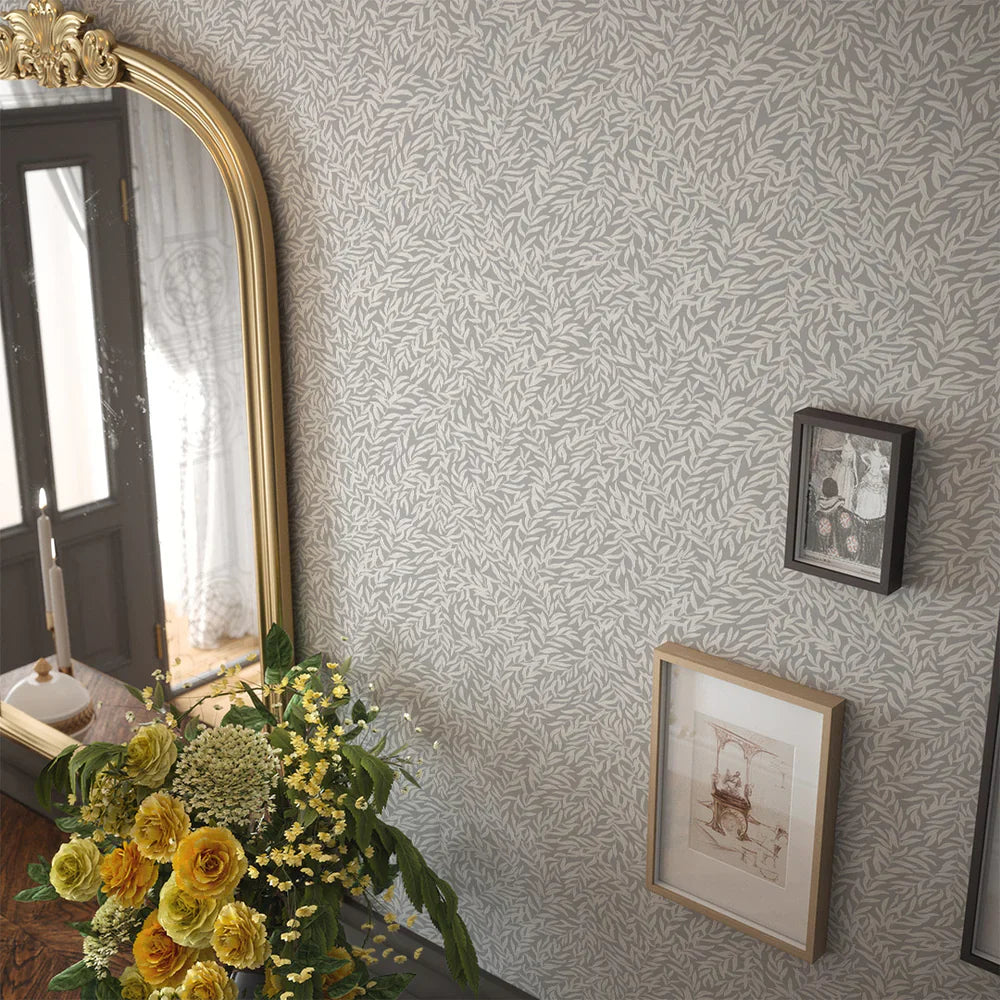 Whimsical Willow Wallpaper - Linen on Earl Grey - Lucie Annabel