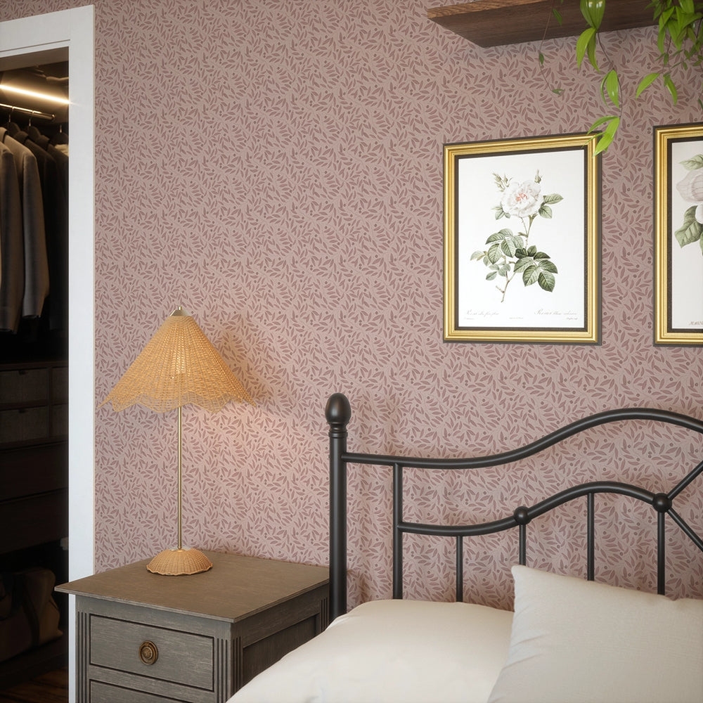 Whispering Leaves Wallpaper - Sweet Raspberry - Lucie Annabel