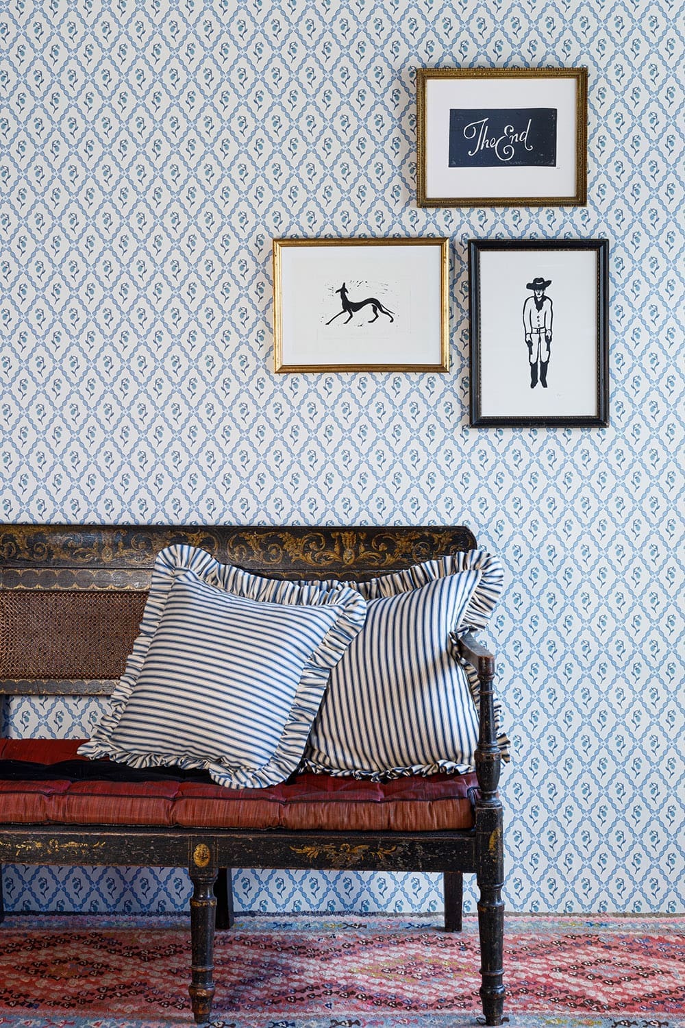 Wild Strawberry Trellis Wallpaper - China Blue - BG2600201 - Barneby Gates