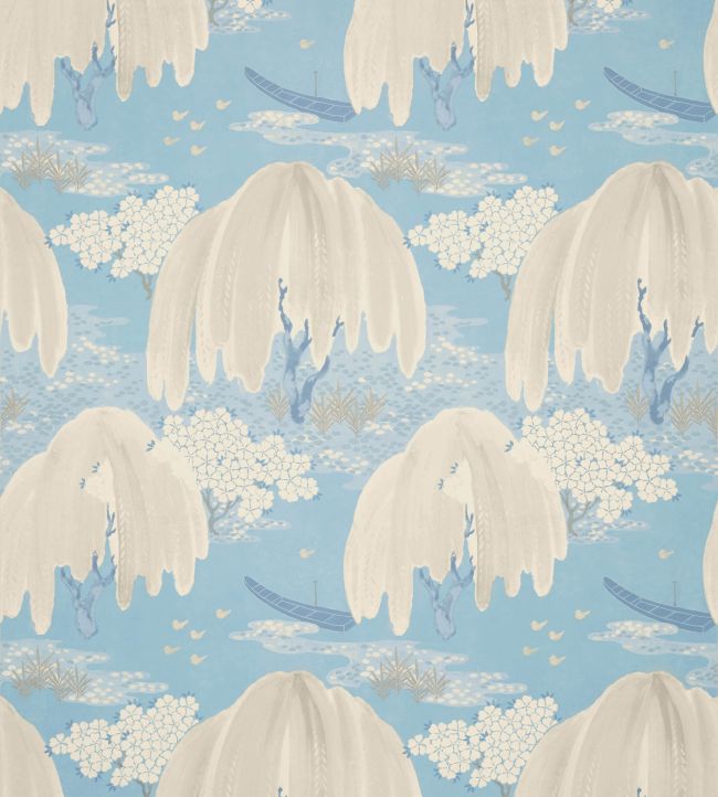 Willow Tree Wallpaper - Soft Blue - AT23108 - Anna French