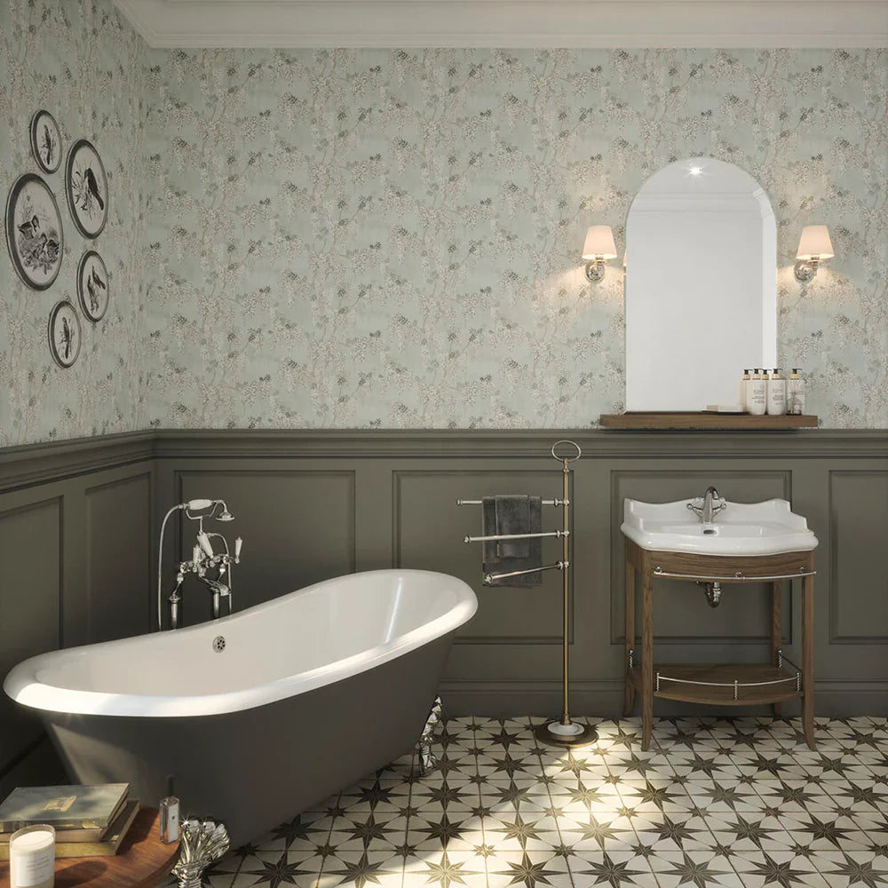 Wisteria Lane Wallpaper - Mist Green & Vintage Grey - Lucie Annabel
