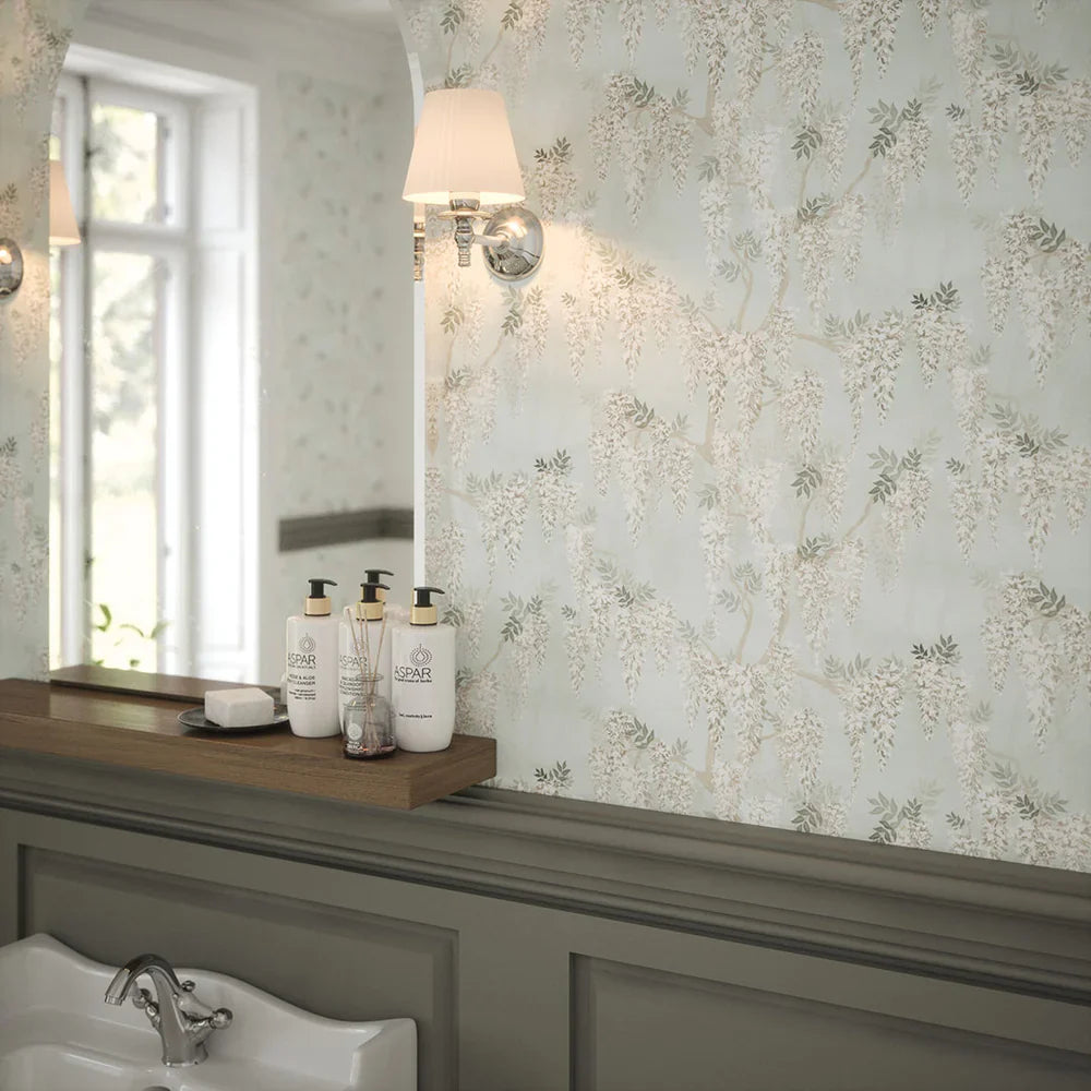 Wisteria Lane Wallpaper - Mist Green & Vintage Grey - Lucie Annabel