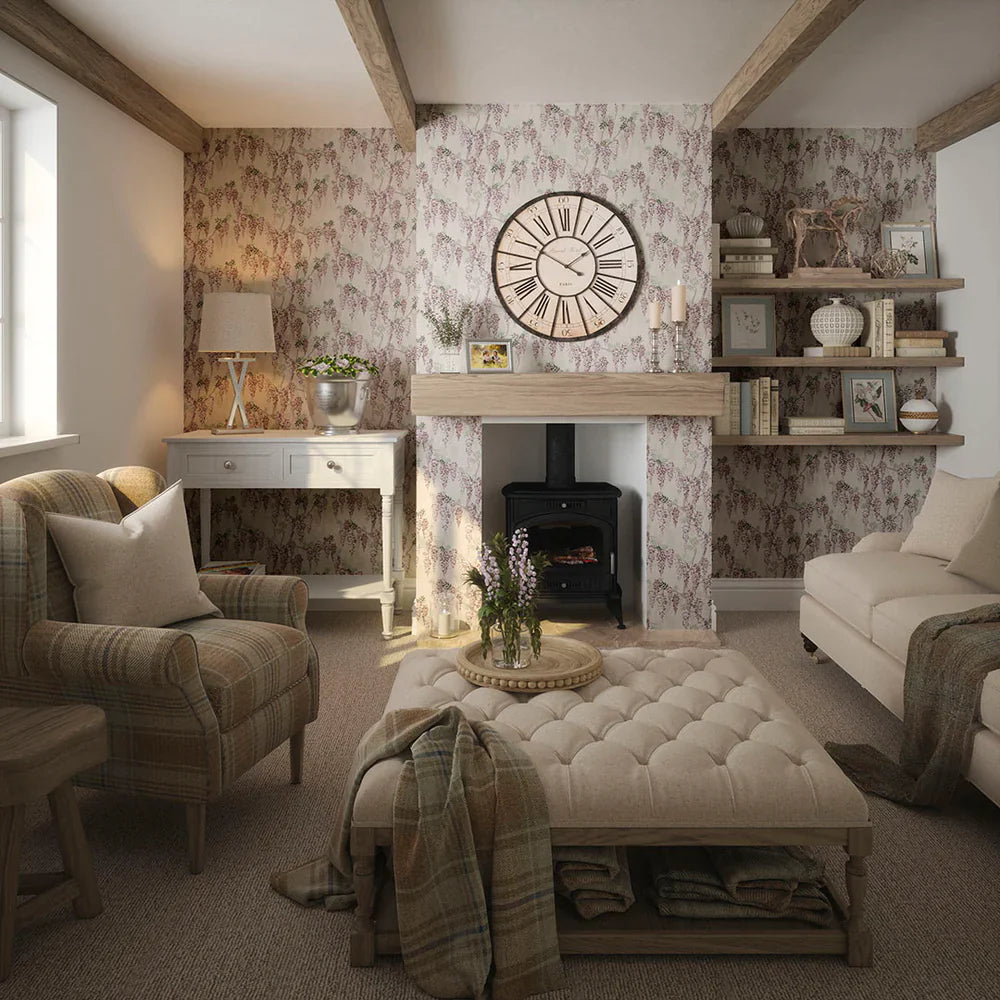 Wisteria Lane Wallpaper - Shades of Lavender & Linen Cream - Lucie Annabel