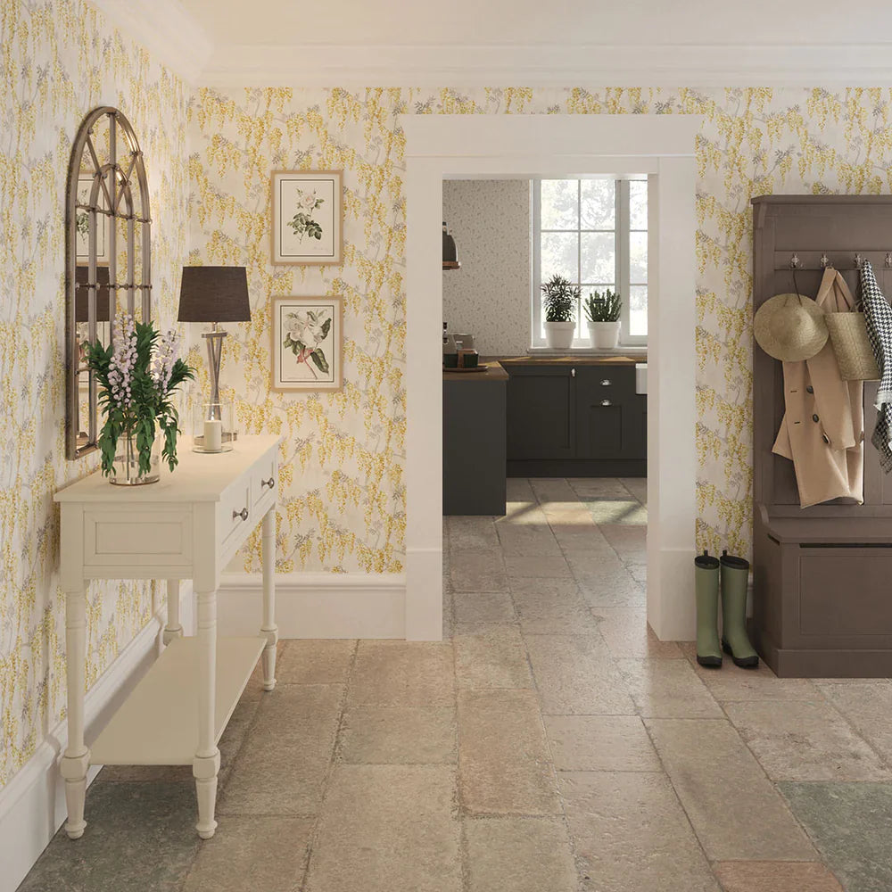 Wisteria Lane Wallpaper - Summer Yellows & Vintage Grey - Lucie Annabel