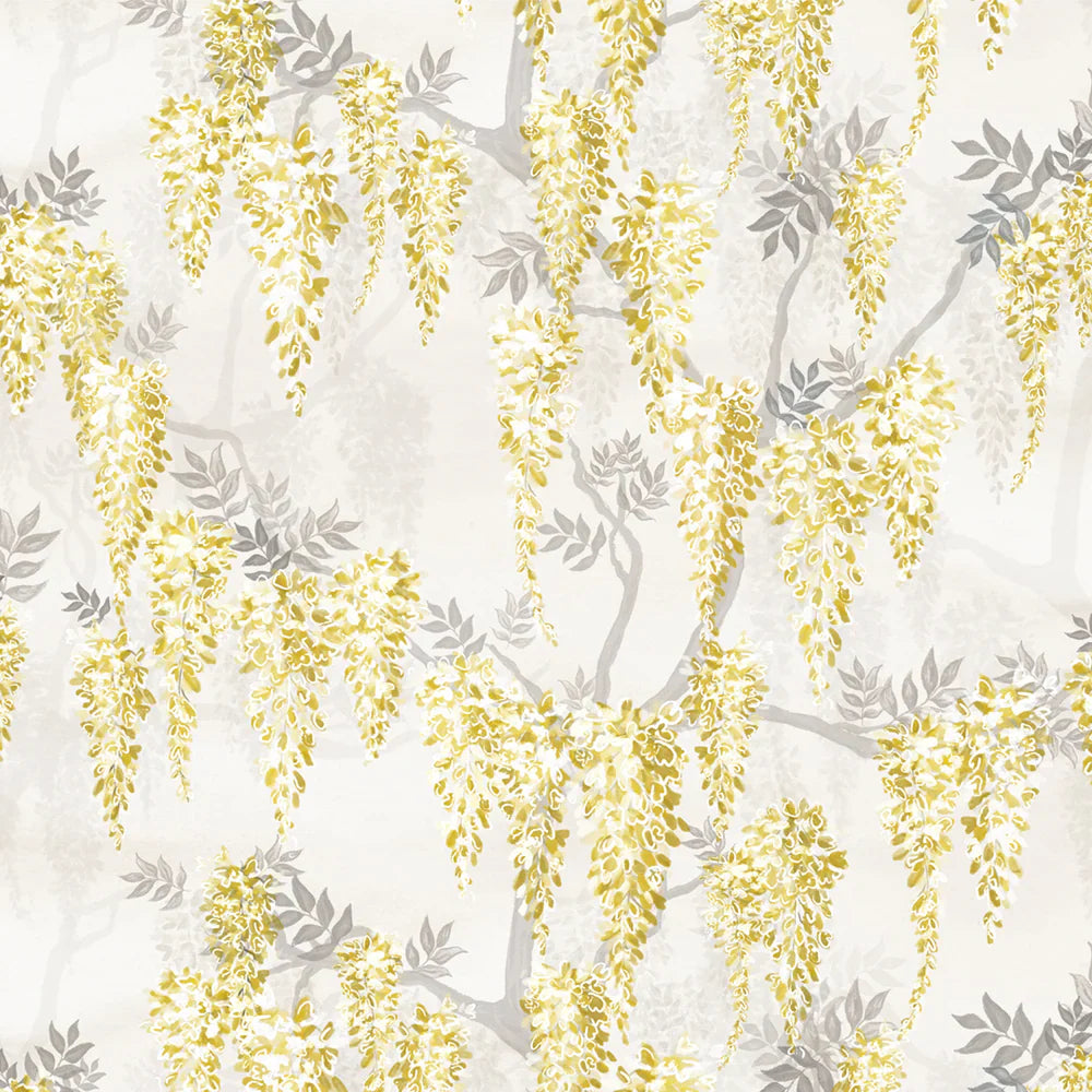 Wisteria Lane Wallpaper - Summer Yellows & Vintage Grey - Lucie Annabel