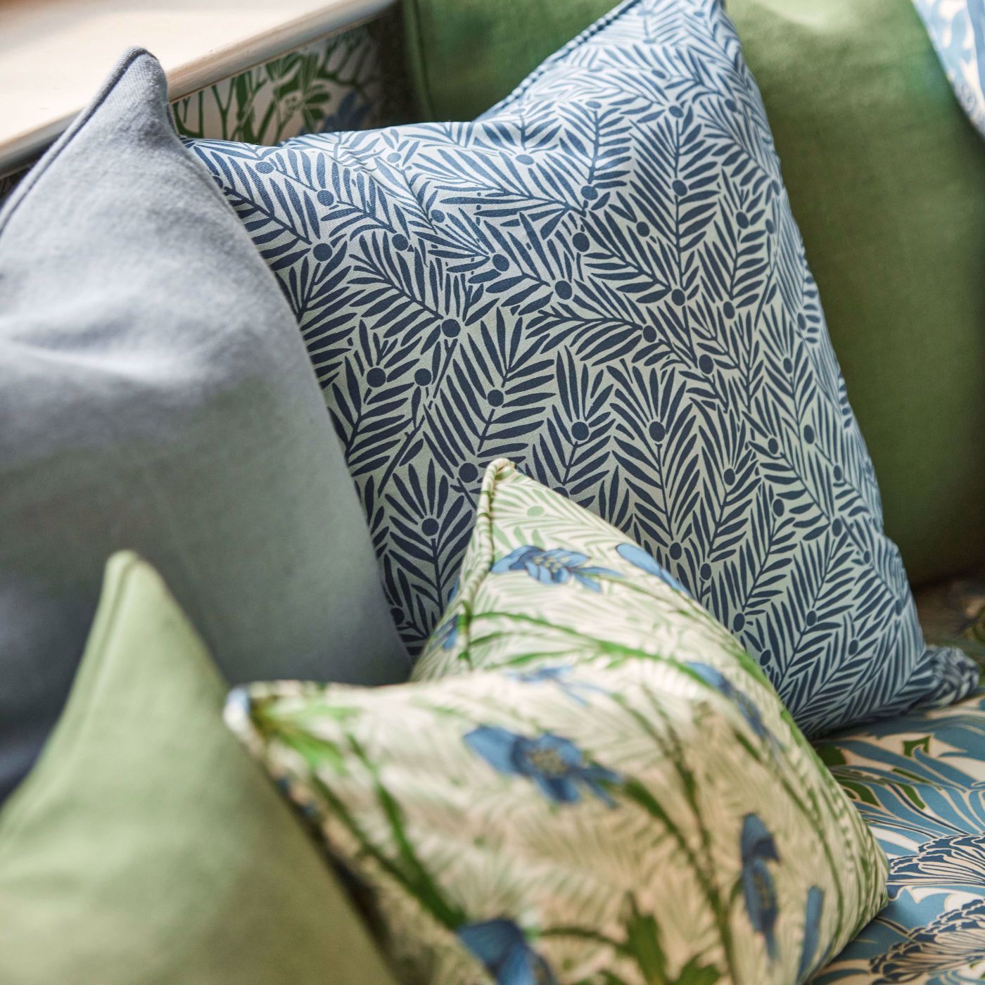 Yew & Aril Fabric - Indigo - 227227 - Morris & Co