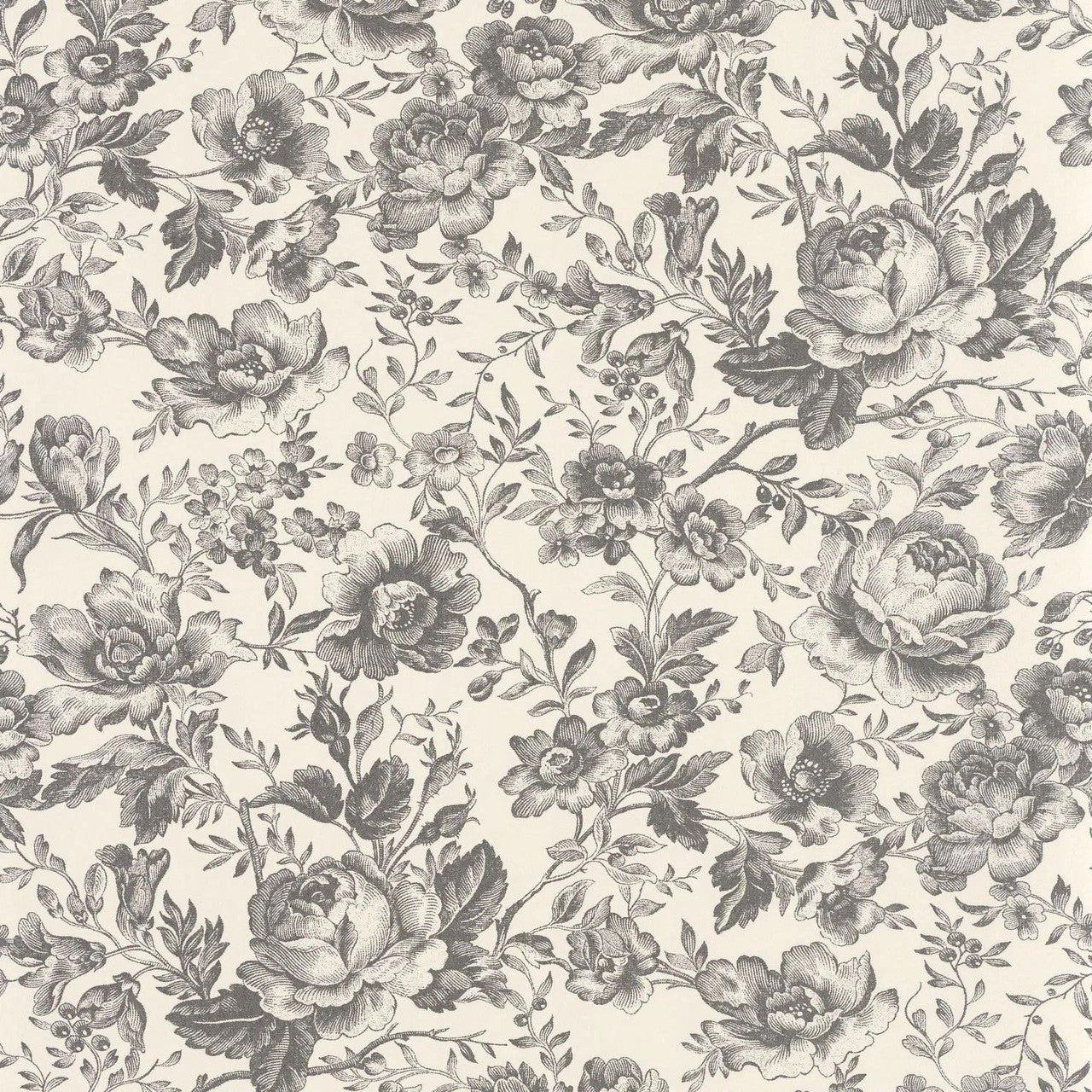 Celestine Les Belles Toiles De Jouy Wallpaper - Noir Fusain - Casadeco - 201729909 - Premier Wallcovering