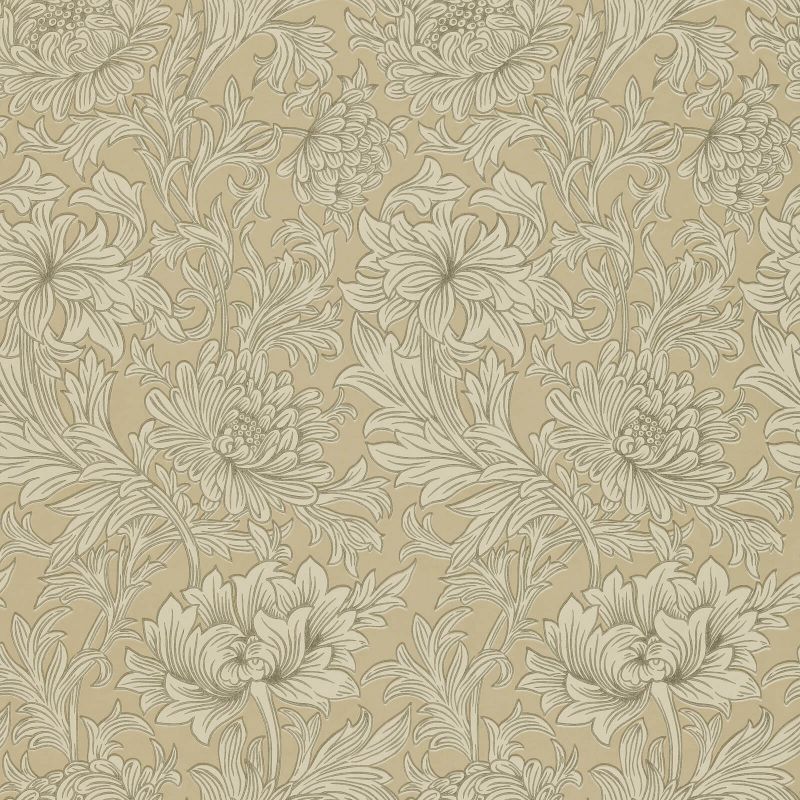 Chrysanthemum Toile Wallpaper - Ivory/Gold - Morris & Co - 210417