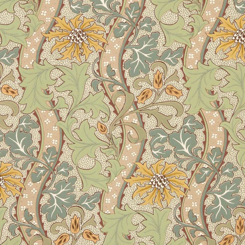 Cornflower Wallpaper - Lemon/Sage - Morris & Co - 217583