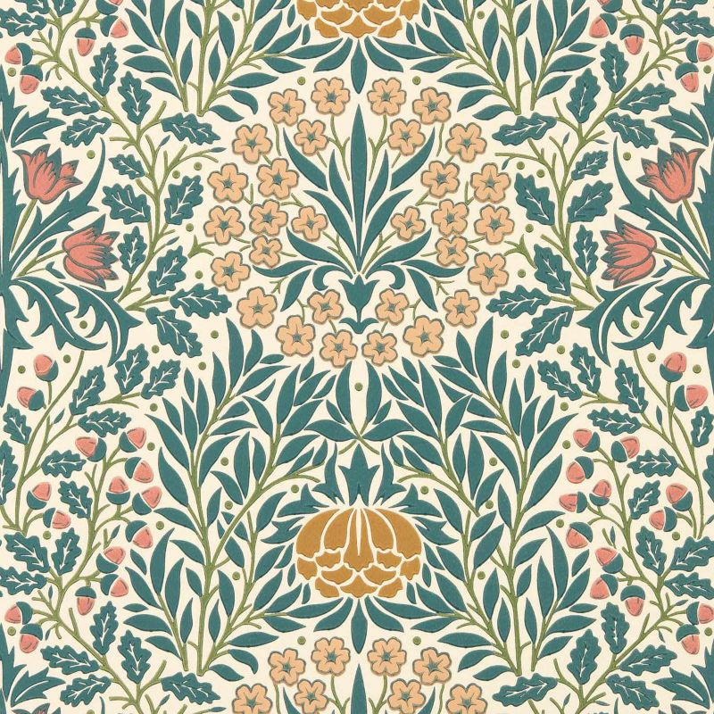 Daisy & Oak Wallpaper - Madder/Teal - Morris & Co - 217586