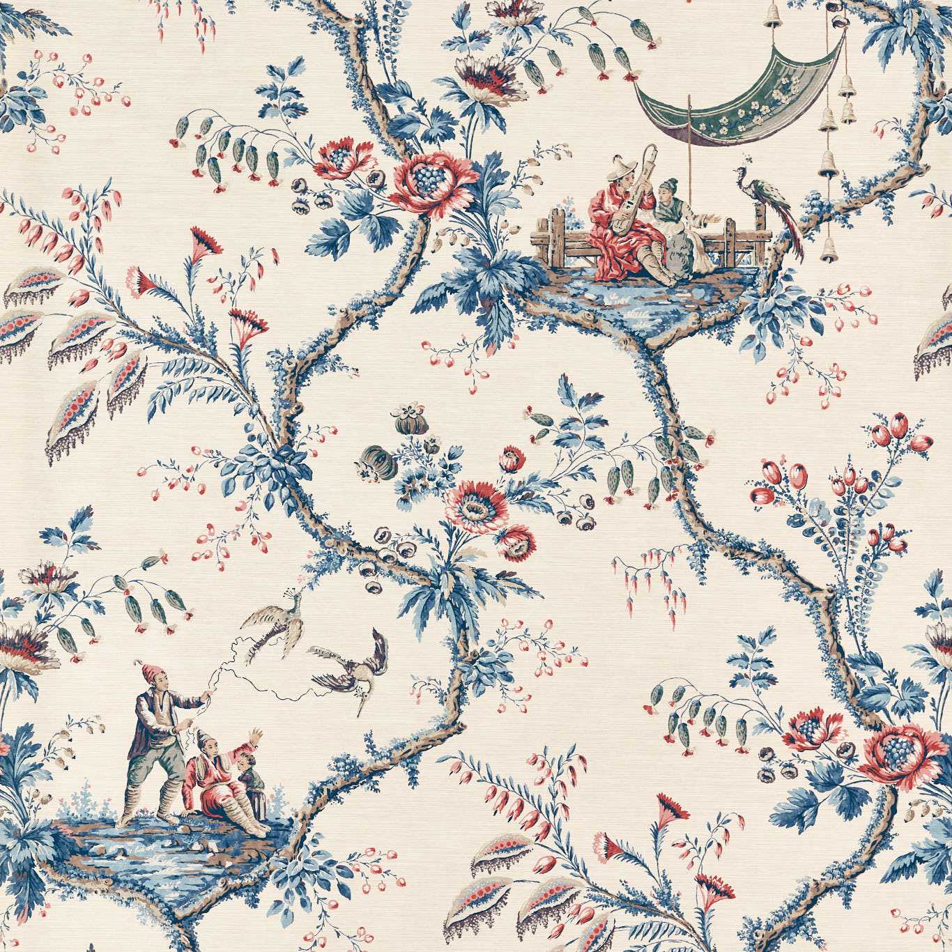 Emperor's Musician Wallpaper - Indigo - ZATW313050 - Zoffany