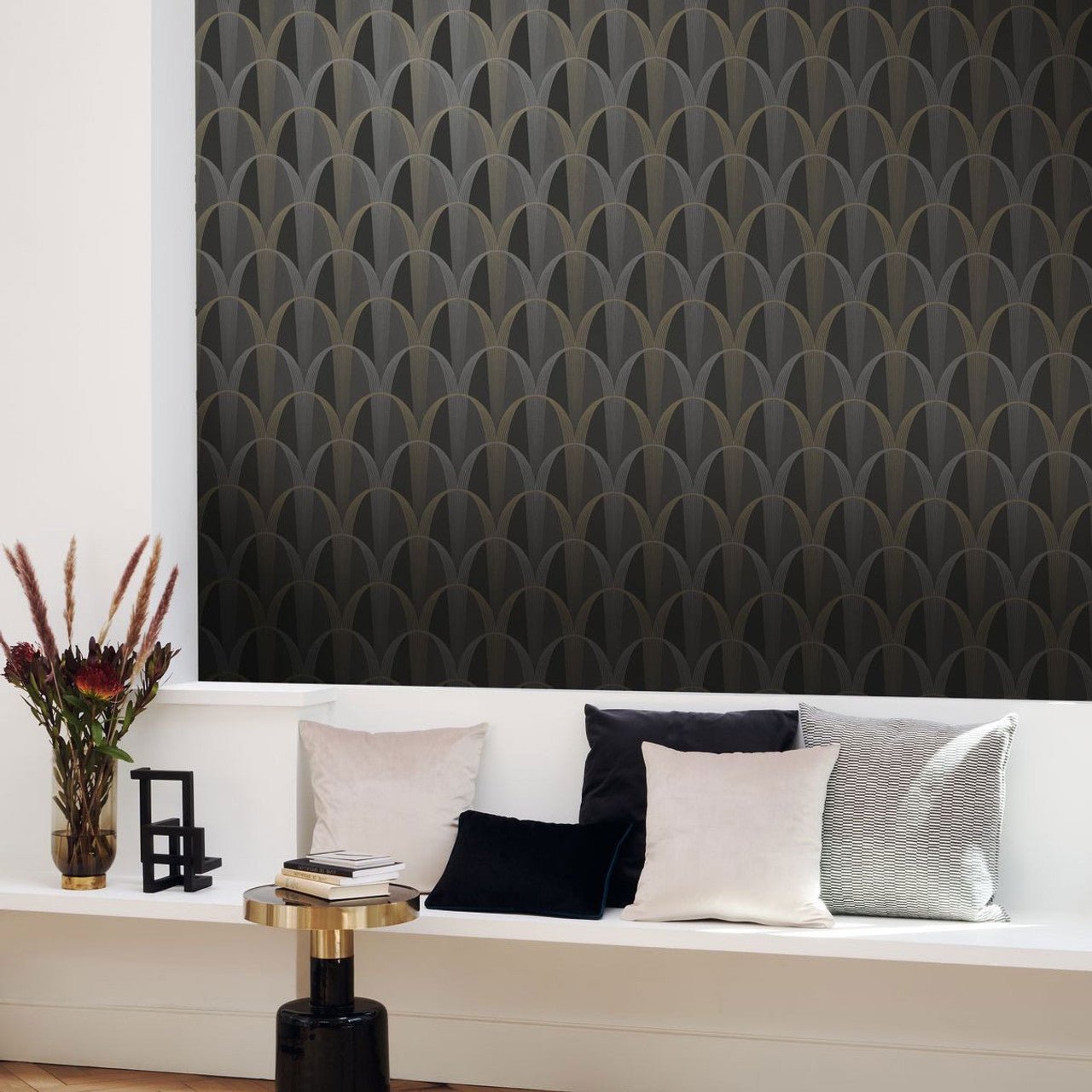 Entree Des Artistes Annees Folles Wallpaper - Noir Fusain / Or - Casadeco - 201049132 - Premier Wallcovering