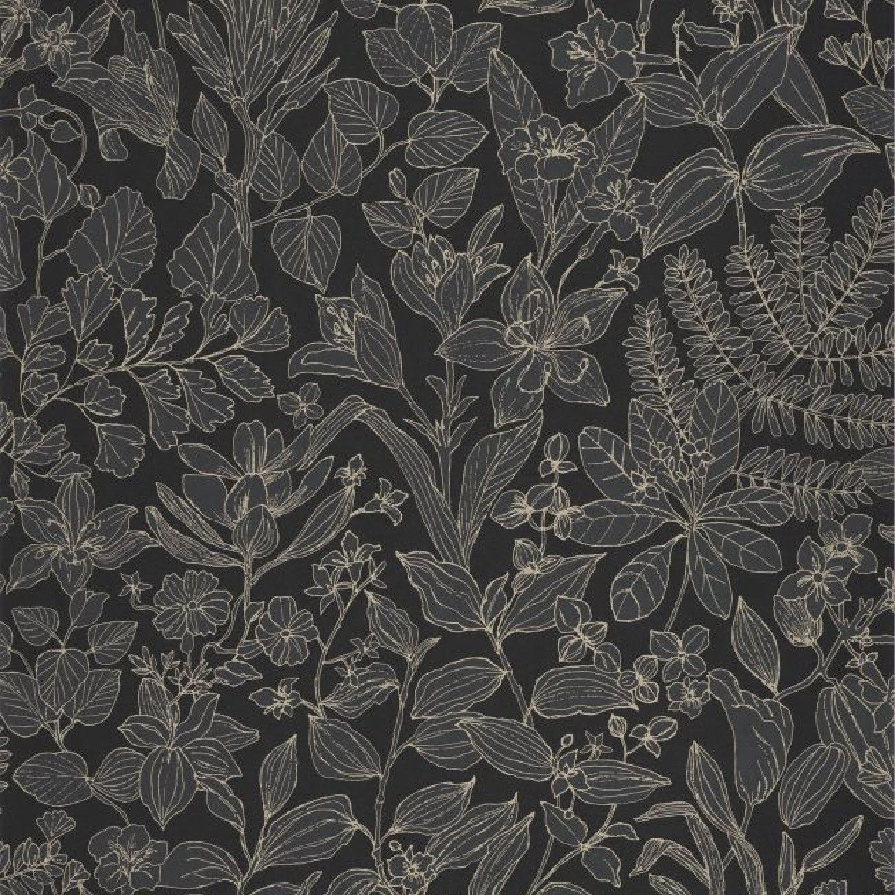 Esquisse Gardens Wallpaper - Noir Fusain - Casadeco - 87599910 - Premier Wallcovering