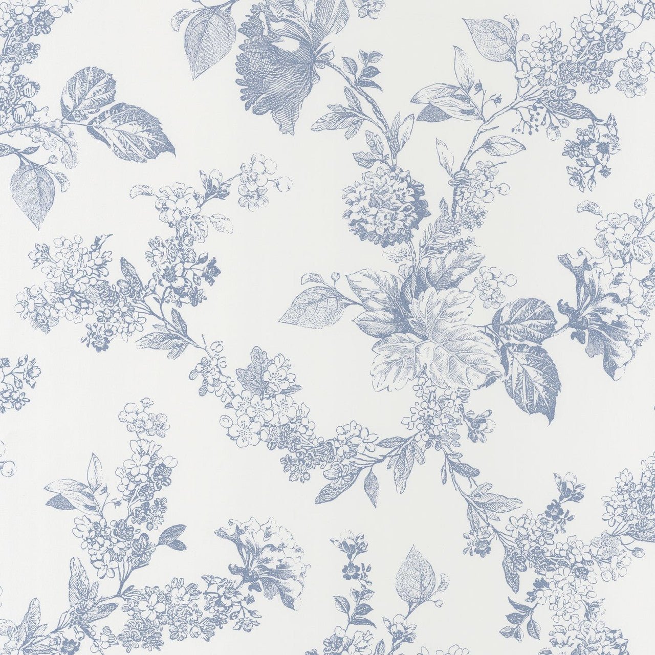 Fleur Fontainebleau Wallpaper - Blue - Casadeco - 81566202 - Premier Wallcovering