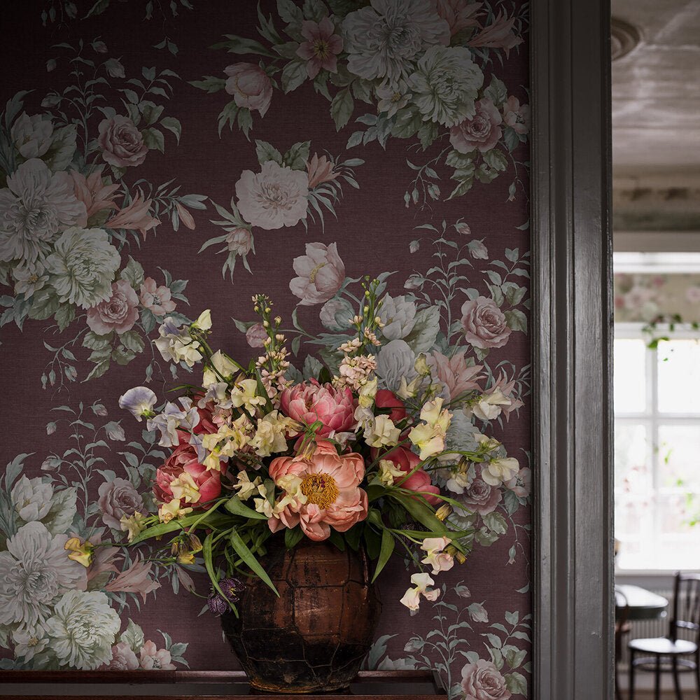 Floral Charm Wallpaper - Maroon - Boråstapeter - 4255 - Premier Wallcovering
