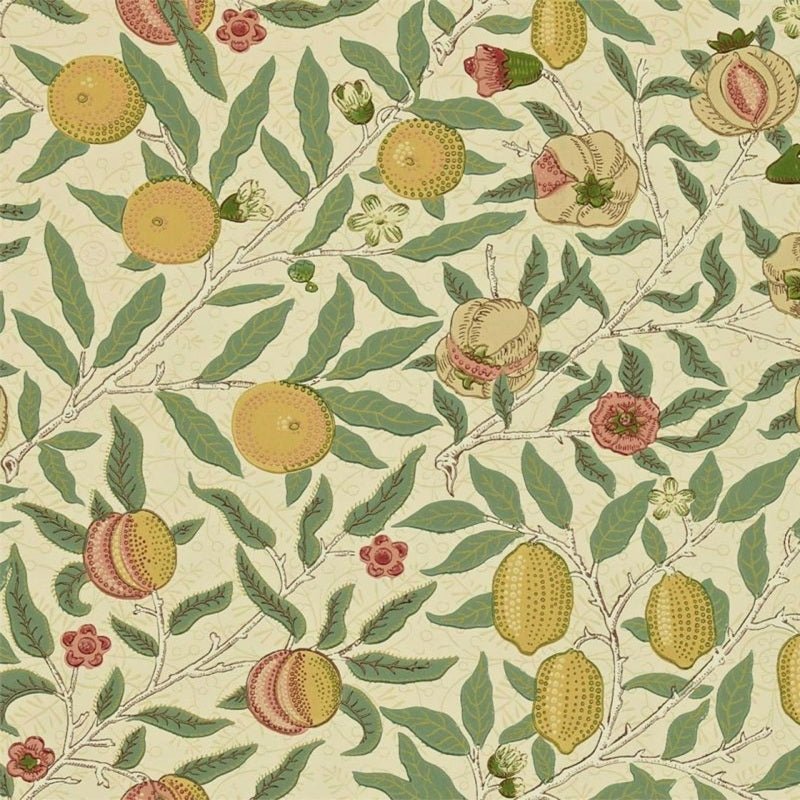 Fruit Wallpaper - Beige/Gold/Coral - Morris & Co - 216484