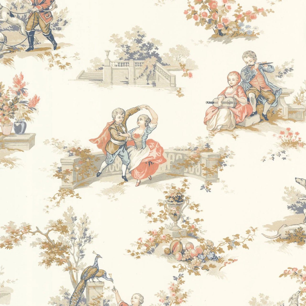 Gavotte Les Belles Toiles De Jouy Wallpaper - Multicolore - Casadeco - 201737407 - Premier Wallcovering