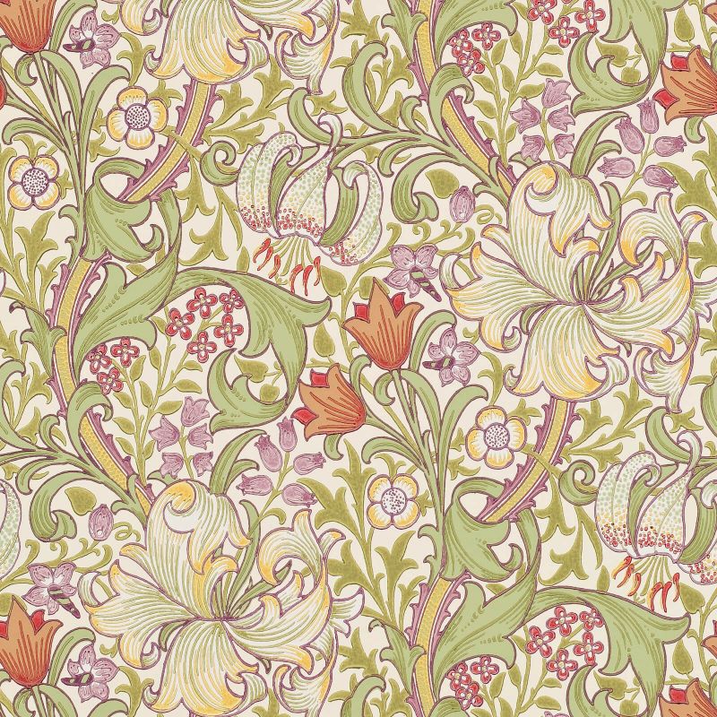Golden Lily Wallpaper - Olive/Russet - Morris & Co - 216834