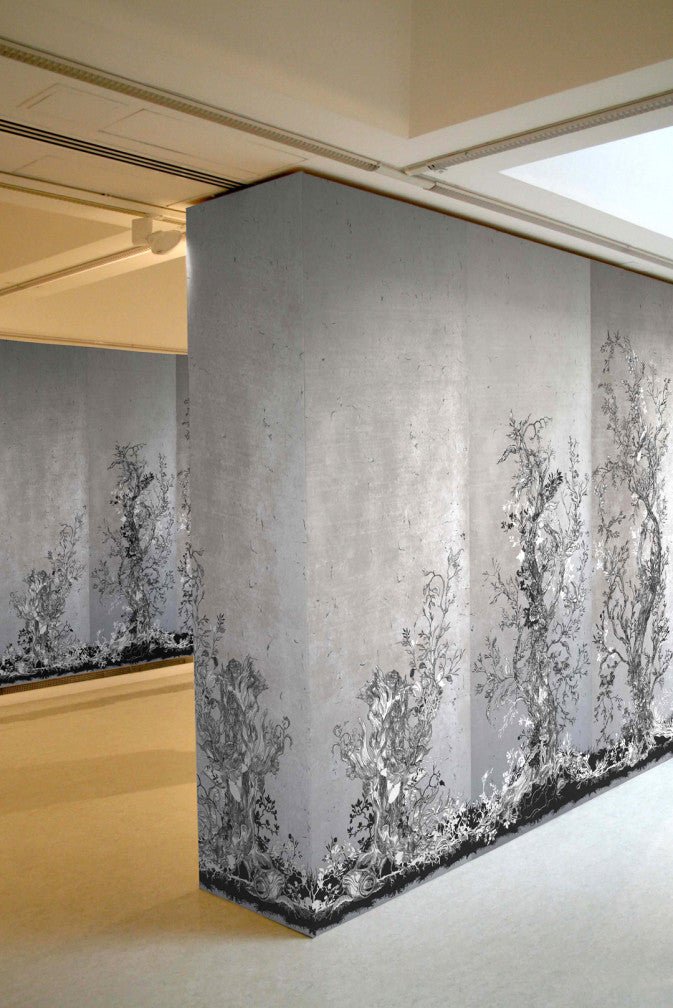 Golden Oriole Wallpaper Panel - Silver - Timorous Beasties - RUS/GOR/SL/03 - Premier Wallcovering