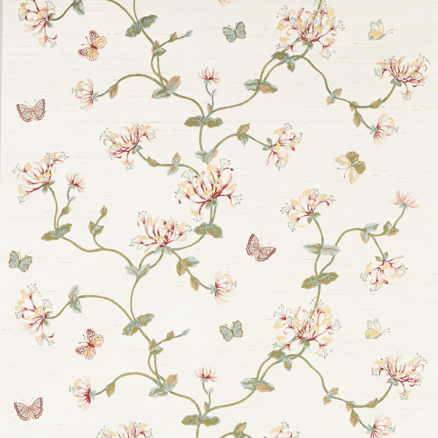 Honeysuckle Garden Sisal Wallpaper - Pink/Green - Colefax & Fowler - W7032-02