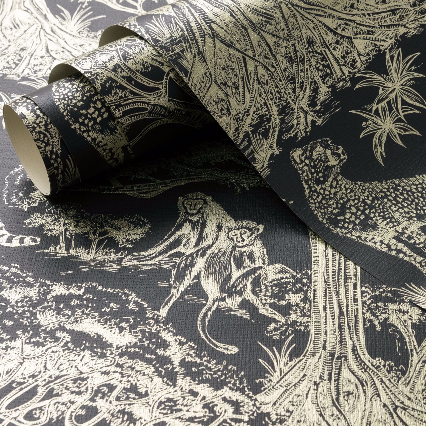 Kisumu Wallpaper - Noir/Luxe - Clarke & Clarke - W0185/04 - Premier Wallcovering