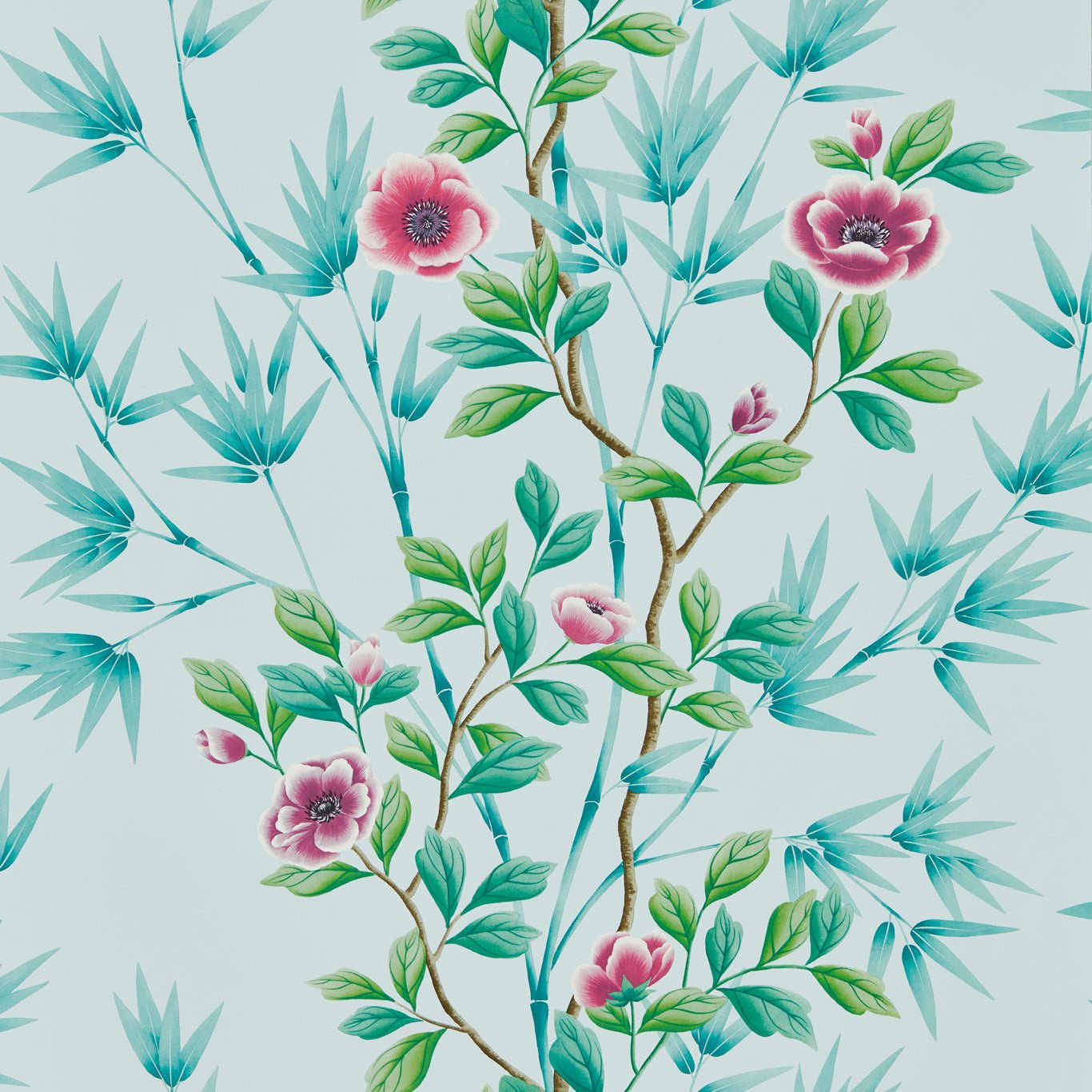 Lady Alford Wallpaper - Sky/Magenta - Harlequin - HDHW112901 - Premier Wallcovering