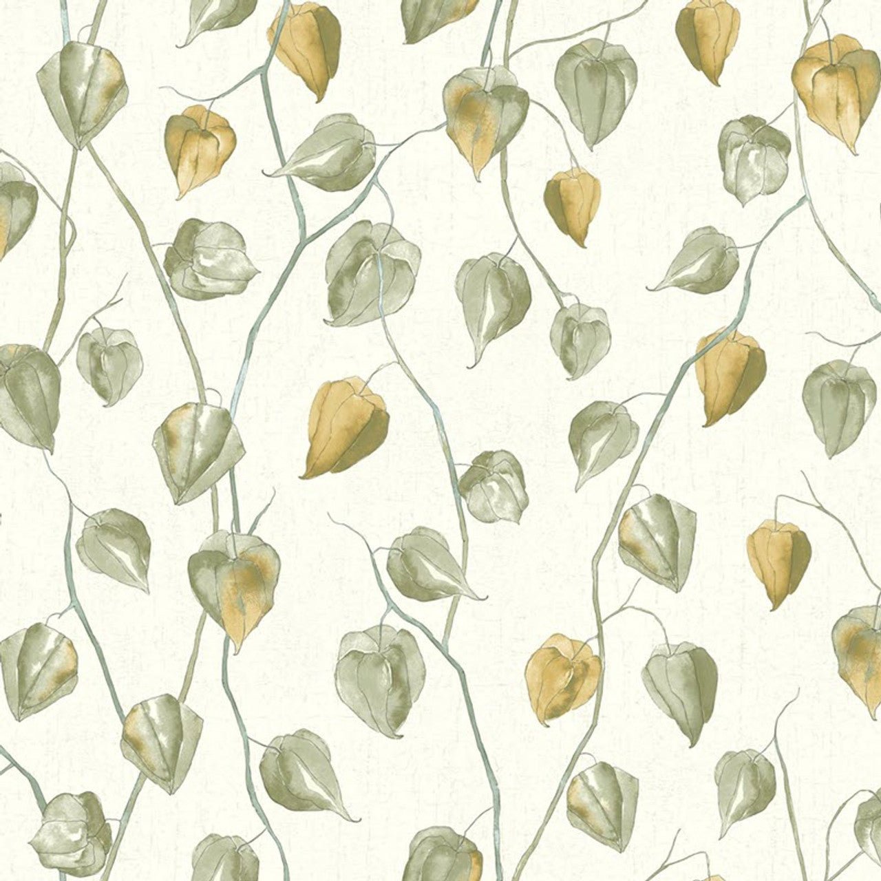 Lanternes Ginkgo Wallpaper - Vert Kaki - Casadeco - 86217107 - Premier Wallcovering