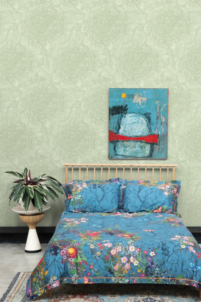 Large Tudor Rose Wallpaper - Soft Lime - Timorous Beasties - STCO/LTR/RNW/03 - Premier Wallcovering