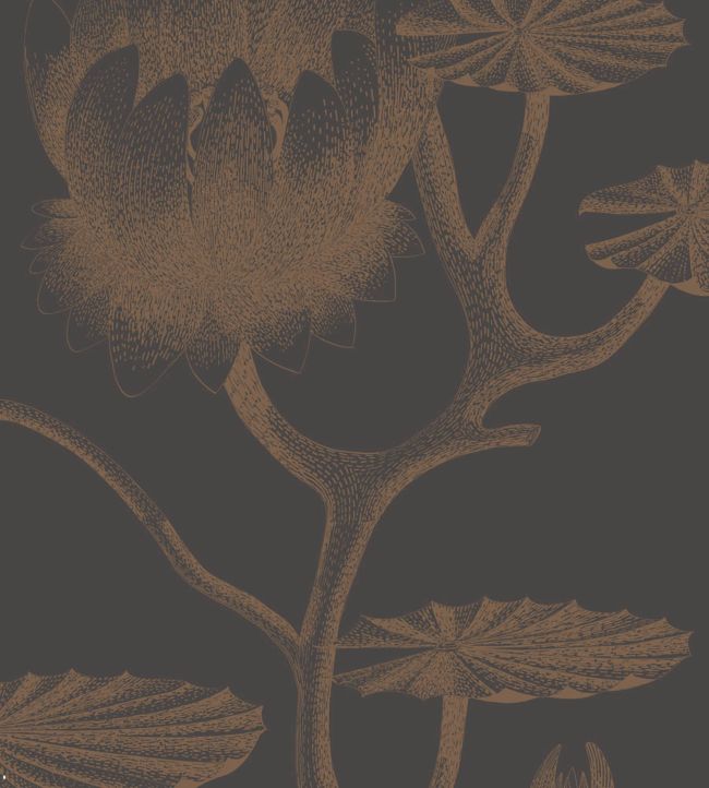 Lily Wallpaper - Metallic Bronze on Soot - 95/4021 - Cole & Son - Premier Wallcovering