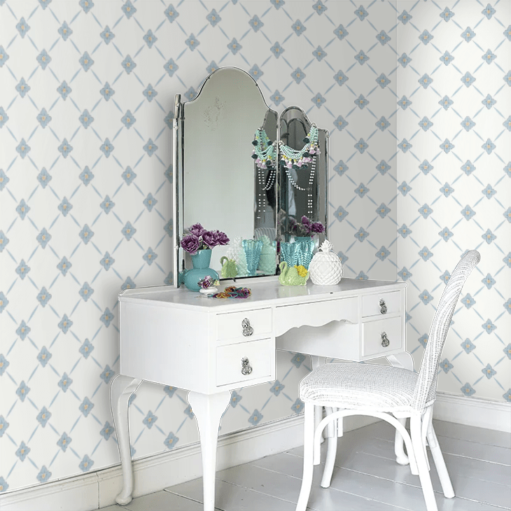 Linne Wallpaper - Blue - Boråstapeter - 4506 - Premier Wallcovering