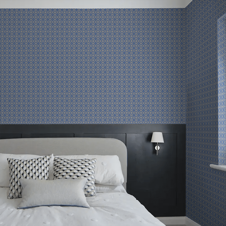 Loka Wallpaper - Vivid Blue and Beige - Boråstapeter - 4531 - Premier Wallcovering