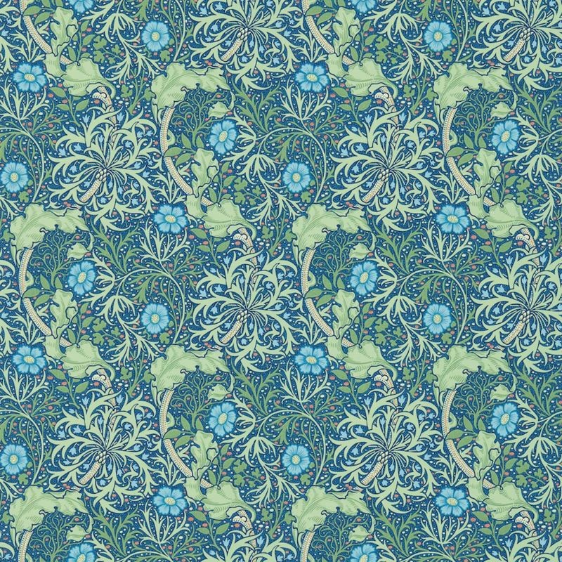 Morris Seaweed Wallpaper - Cobalt/Thyme - 214713 - Morris & Co