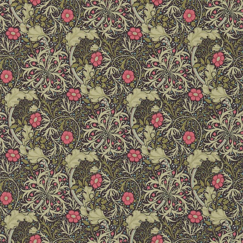 Morris Seaweed Wallpaper - Ebony/Poppy - 214716 - Morris & Co