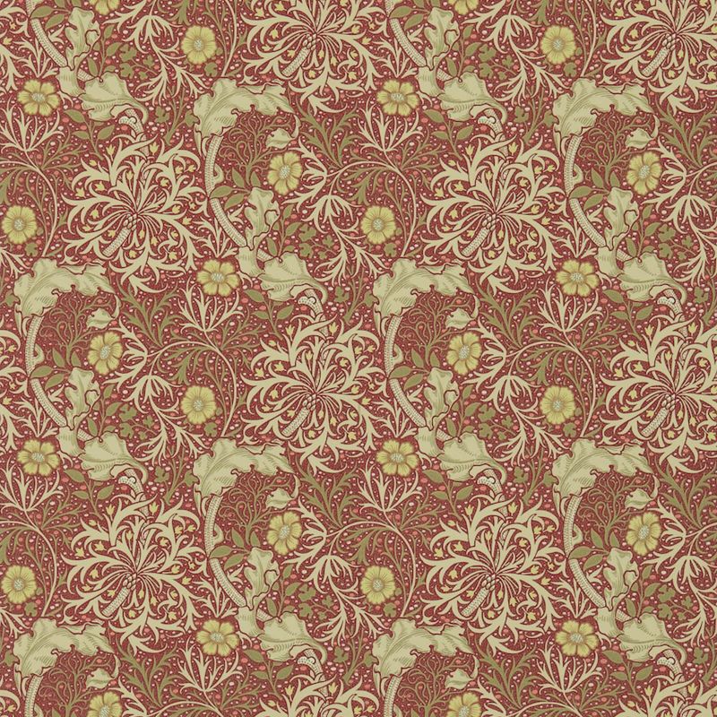 Morris Seaweed Wallpaper - Red/Gold - 214712 - Morris & Co
