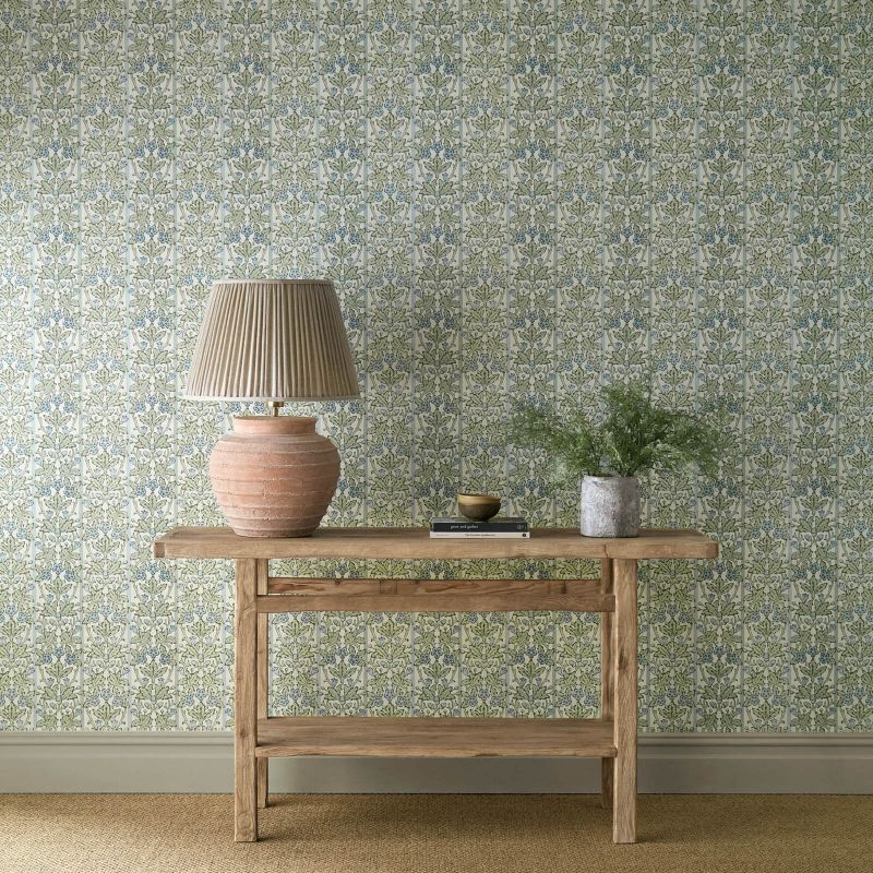 Oak & Blossom Wallpaper - Thyme/Woad - Morris & Co - 217590