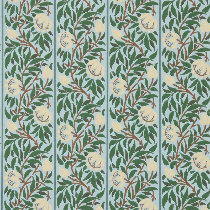Peony Trellis Wallpaper - Soft Blue/Nettle - Morris & Co - 217569