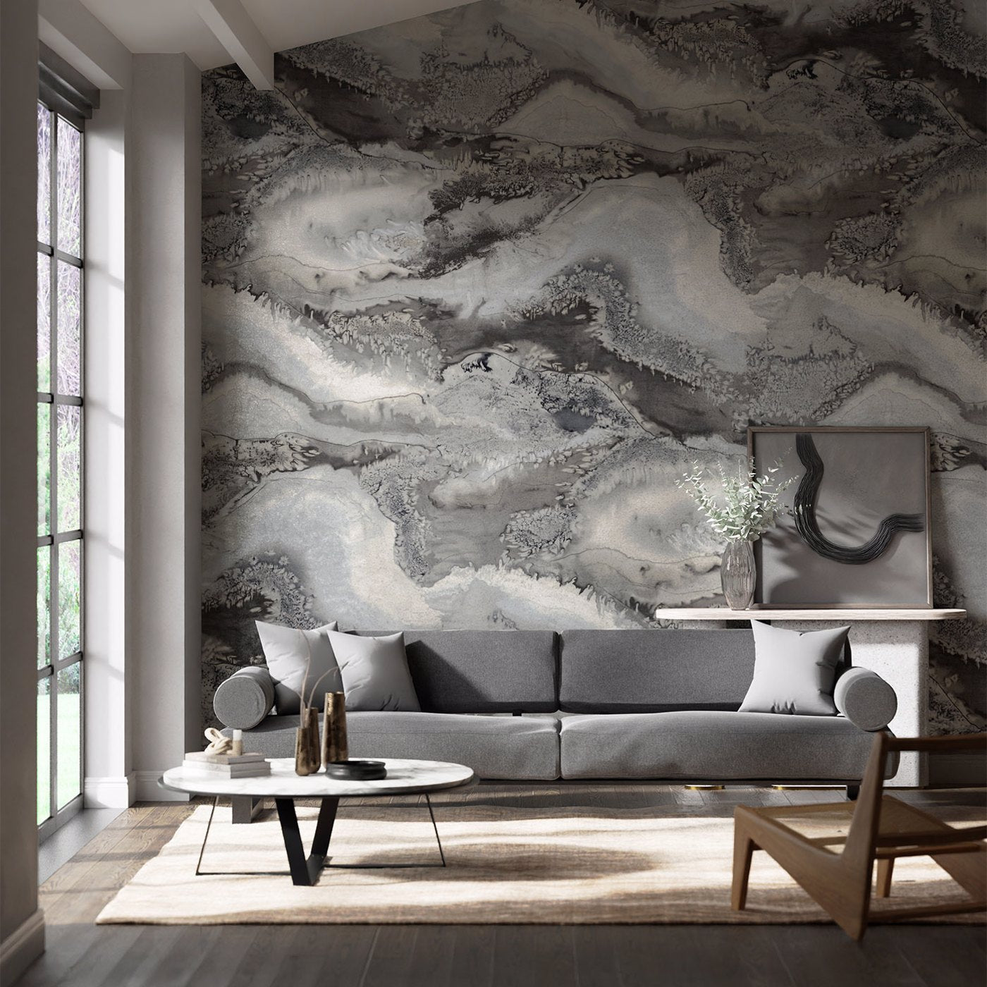 Reflected Obsidian Wallpaper - Snowflake - HQN2112853 - Harlequin - Premier Wallcovering