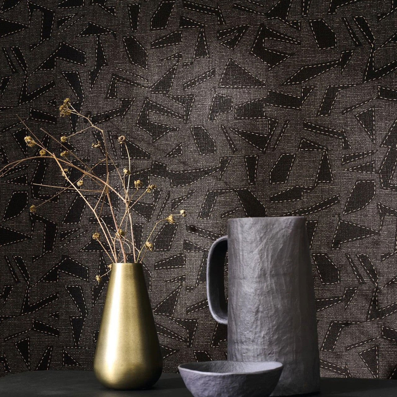 Sanara Matera Wallpaper - Noir Fusain - Casadeco - 201159999 - Premier Wallcovering