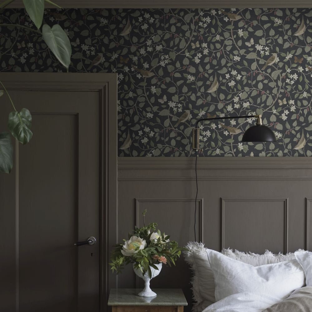 Sangfaglar Wallpaper - Charcoal - Boråstapeter - 2057 - Premier Wallcovering