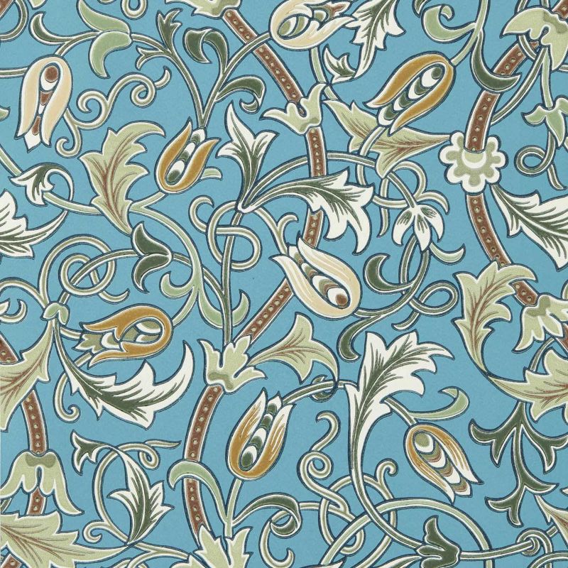 Scrolling Tulip Wallpaper - Woad/Thyme - Morris & Co - 217565
