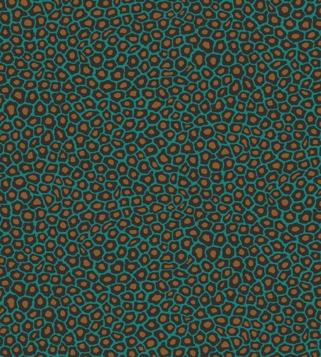 Senzo Spot Wallpaper - Charcoal & Metallic Gold on Teal - 109/6033 - Cole & Son - Premier Wallcovering