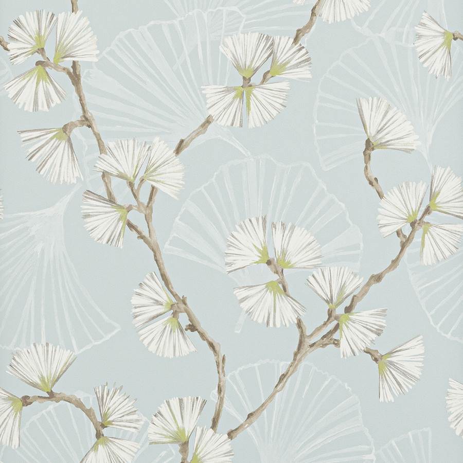 Snow Flower Wallpaper - Aqua/Lime - J183W - 03 - Jane Churchill