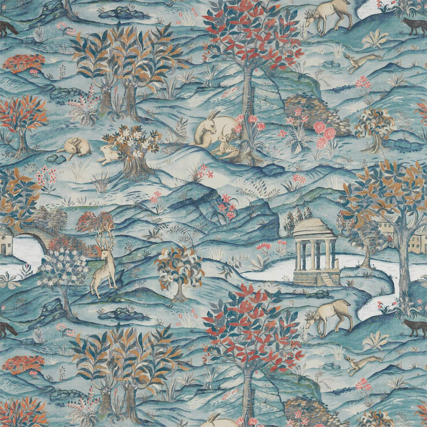 Stand Wood Wallpaper - Teal/Velvet Blue - ZDAR312855 - Zoffany