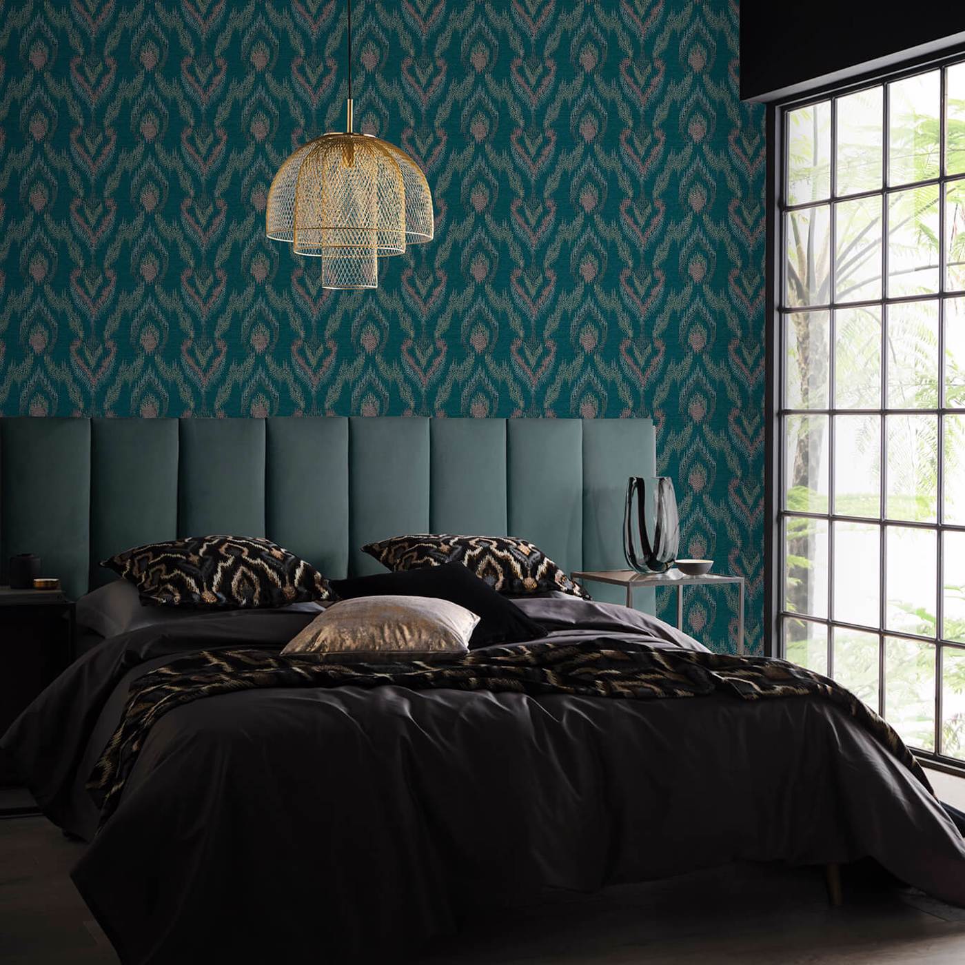 Velluto Wallpaper - Teal - Clarke & Clarke - W0170/03 - Premier Wallcovering