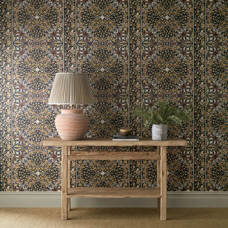 Walthamstow Wallpaper - Indigo/Gold - Morris & Co - 217601