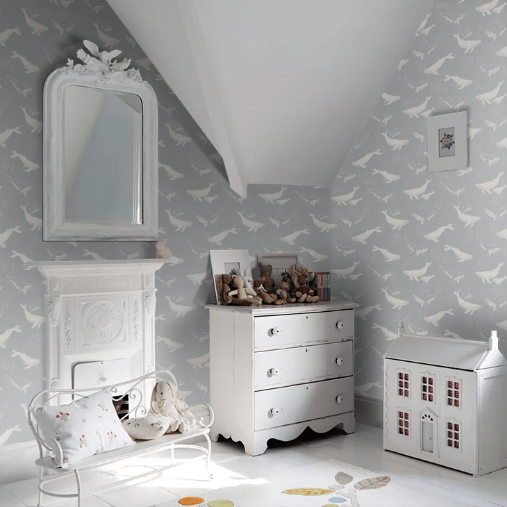 Whales Wallpaper - Baby Blue - Boråstapeter - 6942 - Premier Wallcovering