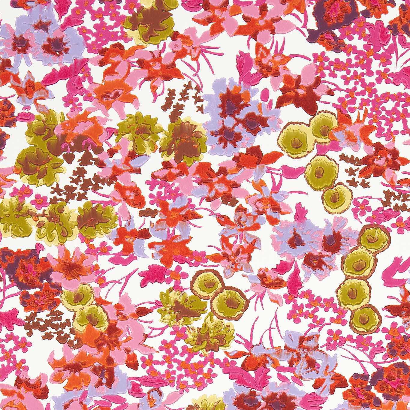 Wildflower Meadow Wallpaper - Carnelian/Spinel/Pearl - HSRW113051 - Harlequin - Premier Wallcovering